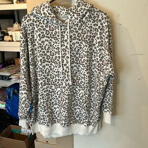 American Eagle Leopard Print Hooded Sweatshirt, XS